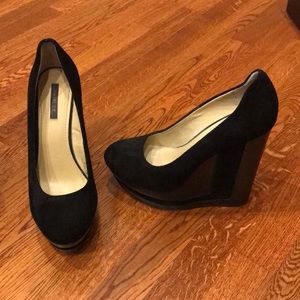 Black suede platform wedge
